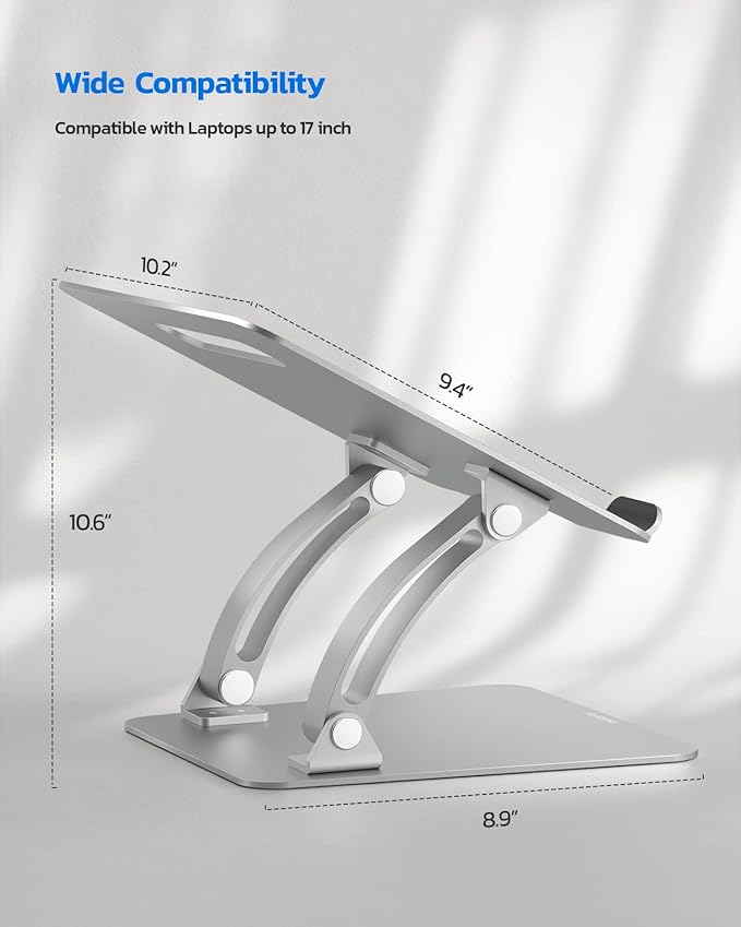 Nulaxy Ergonomic Adjustable Laptop Stand for Desk, Dual Foldable Computer Riser with Advanced Heat - Vent, Heavy - Duty Portable Notebook Holder for Posture Correction, Compatible with Mac 10 - 17" Laptops | Stands - TrueDesk