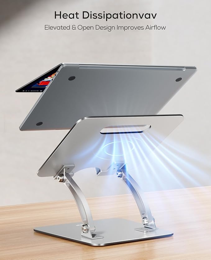 Nulaxy Ergonomic Adjustable Laptop Stand for Desk, Dual Foldable Computer Riser with Advanced Heat - Vent, Heavy - Duty Portable Notebook Holder for Posture Correction, Compatible with Mac 10 - 17" Laptops | Stands - TrueDesk