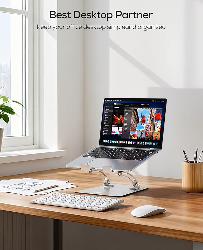 Nulaxy Ergonomic Adjustable Laptop Stand for Desk, Dual Foldable Computer Riser with Advanced Heat - Vent, Heavy - Duty Portable Notebook Holder for Posture Correction, Compatible with Mac 10 - 17" Laptops | Stands - TrueDesk