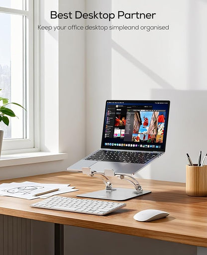 Nulaxy Ergonomic Adjustable Laptop Stand for Desk, Dual Foldable Computer Riser with Advanced Heat - Vent, Heavy - Duty Portable Notebook Holder for Posture Correction, Compatible with Mac 10 - 17" Laptops | Stands - TrueDesk