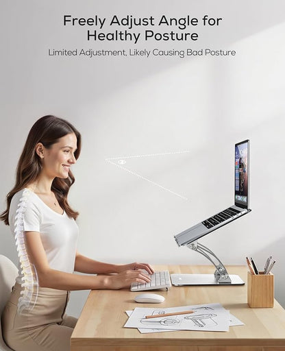 Nulaxy Ergonomic Adjustable Laptop Stand for Desk, Dual Foldable Computer Riser with Advanced Heat - Vent, Heavy - Duty Portable Notebook Holder for Posture Correction, Compatible with Mac 10 - 17" Laptops | Stands - TrueDesk