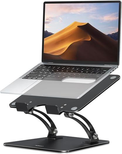Nulaxy Fully Adjustable Laptop Stand for Desk, Dual Foldable Computer Riser with Heat - Vent, Ergonomic Notebook Holder Portable Office Accessories Compatible with Most Laptops, Black | Stands - TrueDesk