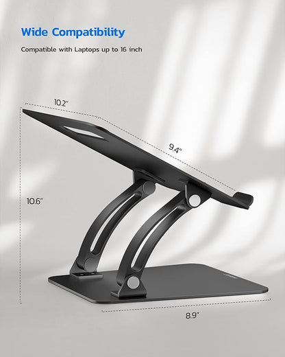 Nulaxy Fully Adjustable Laptop Stand for Desk, Dual Foldable Computer Riser with Heat - Vent, Ergonomic Notebook Holder Portable Office Accessories Compatible with Most Laptops, Black | Stands - TrueDesk