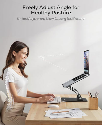 Nulaxy Fully Adjustable Laptop Stand for Desk, Dual Foldable Computer Riser with Heat - Vent, Ergonomic Notebook Holder Portable Office Accessories Compatible with Most Laptops, Black | Stands - TrueDesk