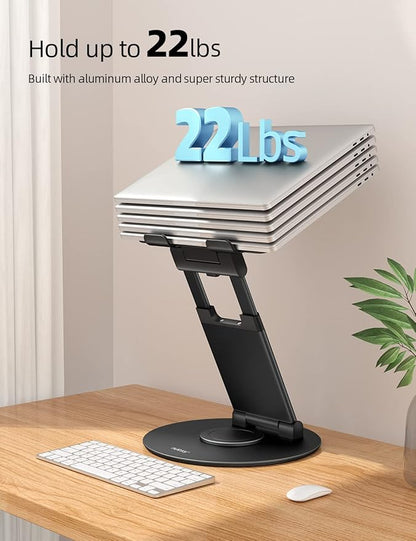 Nulaxy Telescopic 360 Rotating Laptop Stand for Desk Adjustable Height Swivel Pull Out Design Ergonomic Laptop Riser Fits All 10 - 17" Laptops Computer MacBook, Black | Stands - TrueDesk