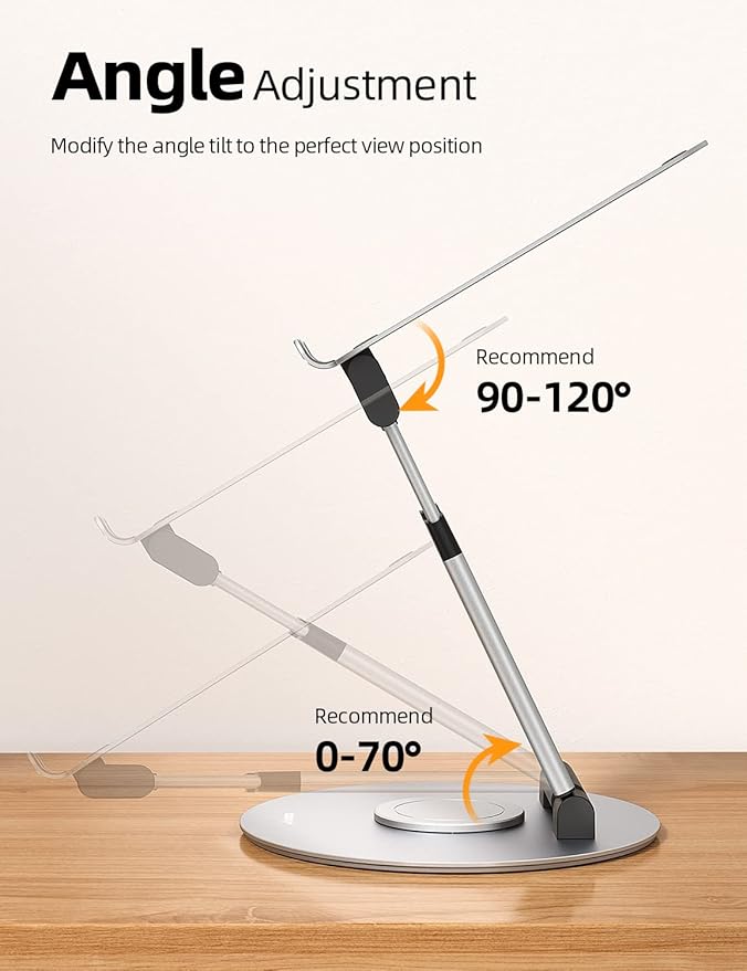 Nulaxy Telescopic 360 Rotating Laptop Stand for Desk Adjustable Height Swivel Pull Out Design Ergonomic Laptop Riser Fits All 10 - 17" Laptops Computer MacBook, Silver | Stands - TrueDesk
