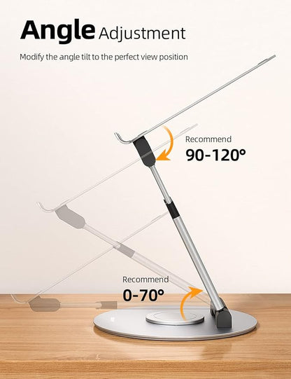 Nulaxy Telescopic 360 Rotating Laptop Stand for Desk Adjustable Height Swivel Pull Out Design Ergonomic Laptop Riser Fits All 10 - 17" Laptops Computer MacBook, Silver | Stands - TrueDesk