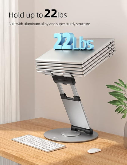Nulaxy Telescopic 360 Rotating Laptop Stand for Desk Adjustable Height Swivel Pull Out Design Ergonomic Laptop Riser Fits All 10 - 17" Laptops Computer MacBook, Silver | Stands - TrueDesk