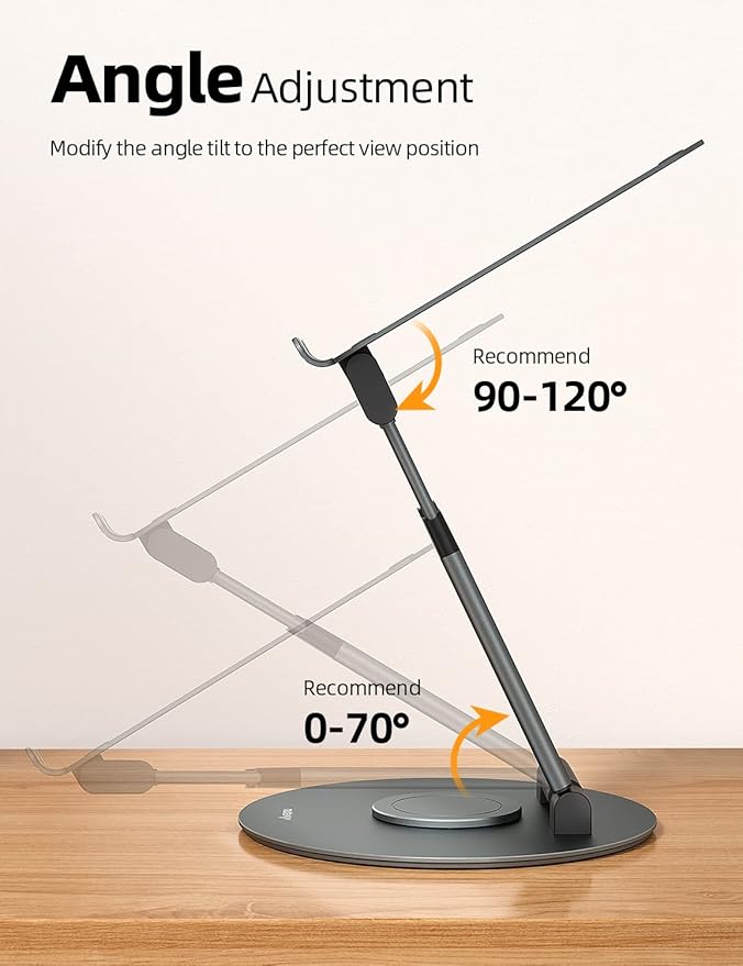 Nulaxy Telescopic 360 Rotating Laptop Stand for Desk Adjustable Height Swivel Pull Out Design Ergonomic Laptop Riser Standing Desk Converter Fits All 10 - 17" Laptops Computer MacBook, Gray | Stands - TrueDesk