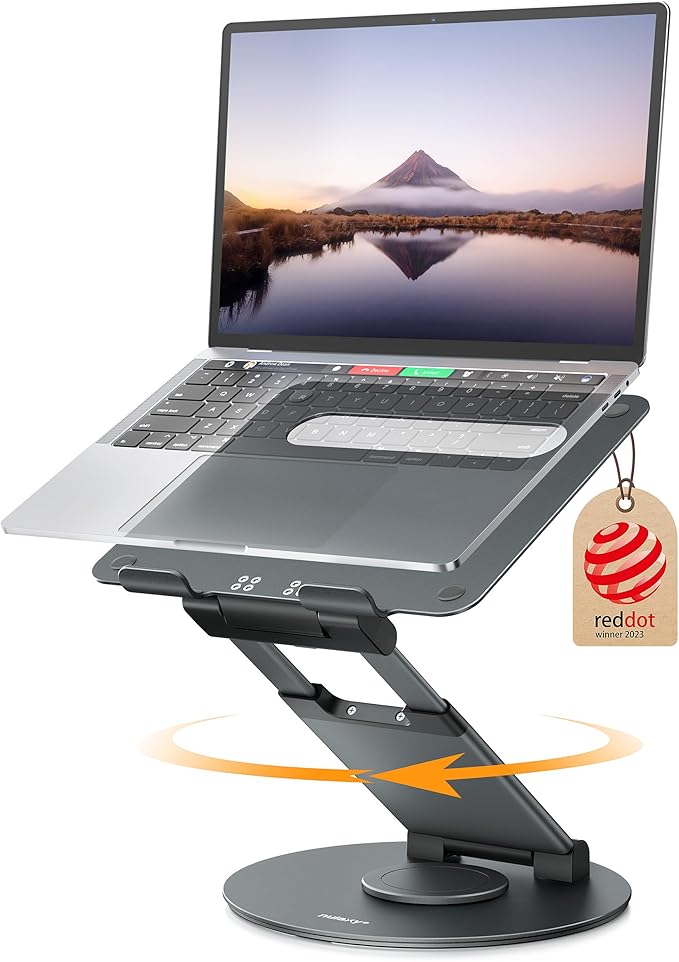 Nulaxy Telescopic 360 Rotating Laptop Stand for Desk Adjustable Height Swivel Pull Out Design Ergonomic Laptop Riser Standing Desk Converter Fits All 10 - 17" Laptops Computer MacBook, Gray | Stands - TrueDesk