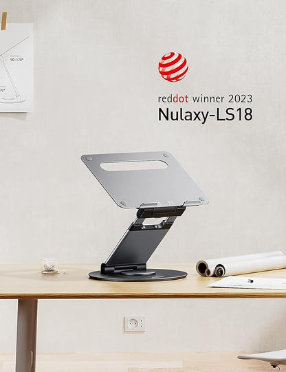 Nulaxy Telescopic 360 Rotating Laptop Stand for Desk Adjustable Height Swivel Pull Out Design Ergonomic Laptop Riser Standing Desk Converter Fits All 10 - 17" Laptops Computer MacBook, Gray | Stands - TrueDesk