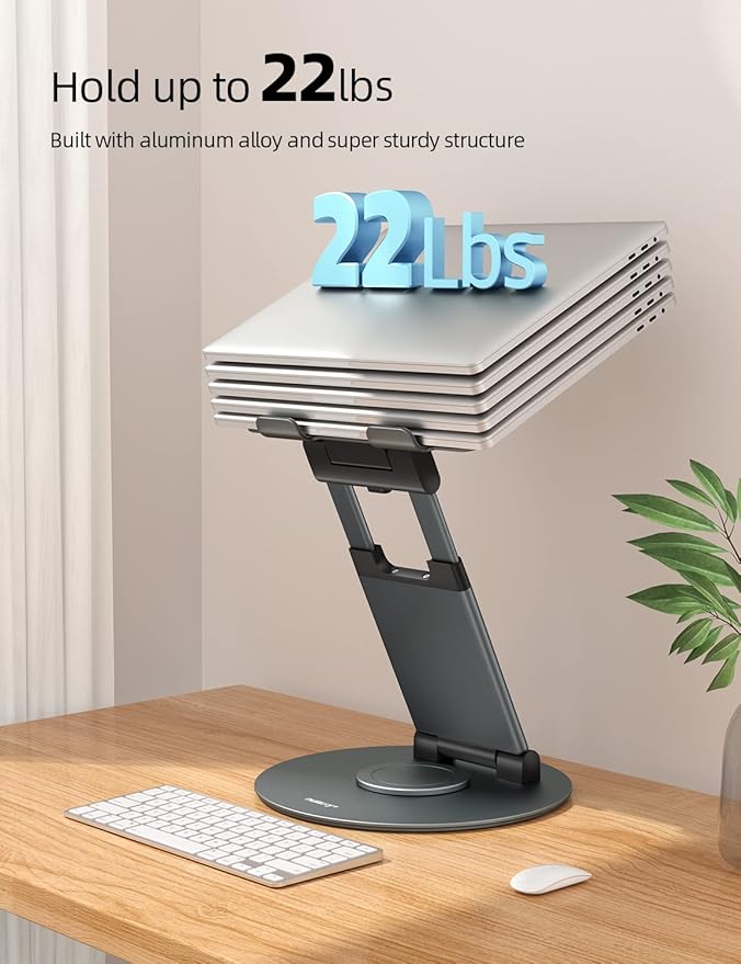 Nulaxy Telescopic 360 Rotating Laptop Stand for Desk Adjustable Height Swivel Pull Out Design Ergonomic Laptop Riser Standing Desk Converter Fits All 10 - 17" Laptops Computer MacBook, Gray | Stands - TrueDesk