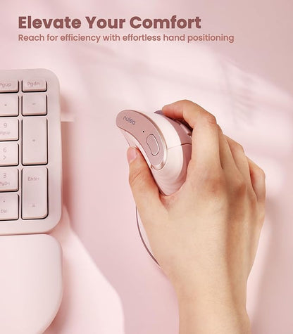 Nulea M510 Vertical Mouse Wireless, Ergonomic Mouse for Comfy Tracking, 3 Adjustable DPI (800 - 1200 - 1600), 2.4G Wireless Vertical Mouse with 6 Buttons, Compatible with Windows, Mac OS, Laptop, PC,Pink | Mice - TrueDesk