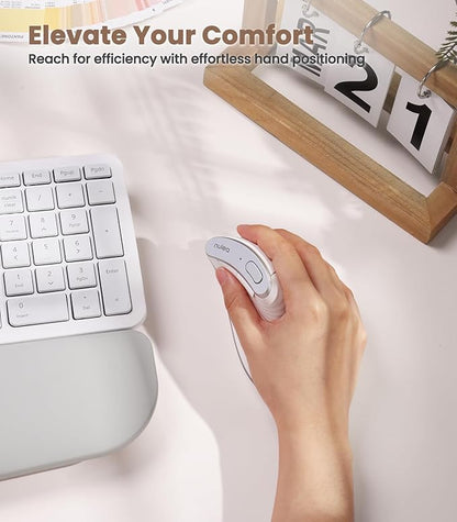 Nulea M510 Vertical Mouse Wireless, Ergonomic Mouse for Comfy Tracking, 3 Adjustable DPI (800 - 1200 - 1600), 2.4G Wireless Vertical Mouse with 6 Buttons, Compatible with Windows, Mac OS, Laptop, White | Mice - TrueDesk