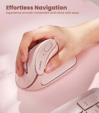 Nulea M510 Vertical Mouse Wireless, Ergonomic Mouse for Comfy Tracking, 3 Adjustable DPI (800 - 1200 - 1600), 2.4G Wireless Vertical Mouse with 6 Buttons, Compatible with Windows, Mac OS, Laptop, PC,Pink | Mice - TrueDesk