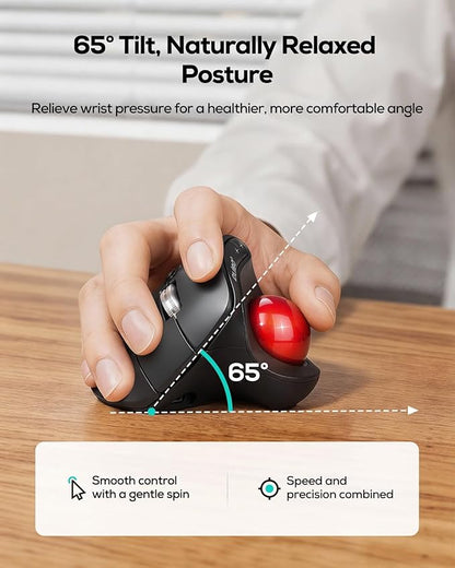 Nulea M514 Wireless Trackball Mouse - Reduce Wrist Strain with Ergonomic Vertical Design - Precision Thumb Control, Quiet Clicks, 3 - Device Bluetooth & USB, Rechargeable for PC/Mac | Mice - TrueDesk