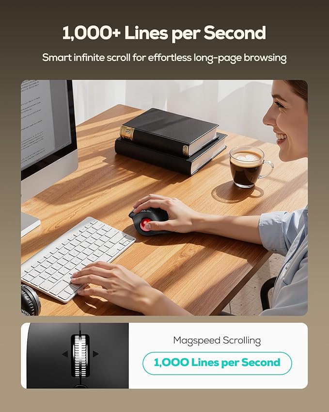 Nulea M514 Wireless Trackball Mouse - Reduce Wrist Strain with Ergonomic Vertical Design - Precision Thumb Control, Quiet Clicks, 3 - Device Bluetooth & USB, Rechargeable for PC/Mac | Mice - TrueDesk