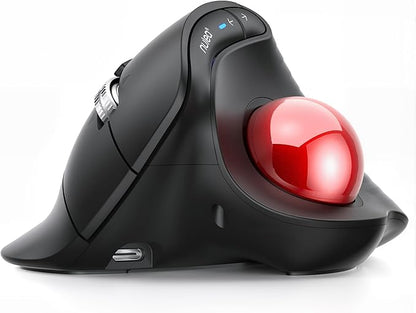 Nulea M514 Wireless Trackball Mouse - Reduce Wrist Strain with Ergonomic Vertical Design - Precision Thumb Control, Quiet Clicks, 3 - Device Bluetooth & USB, Rechargeable for PC/Mac | Mice - TrueDesk
