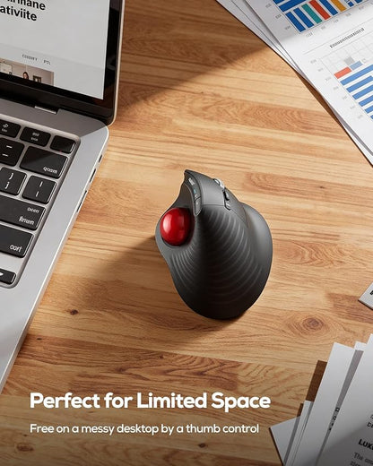 Nulea M514 Wireless Trackball Mouse - Reduce Wrist Strain with Ergonomic Vertical Design - Precision Thumb Control, Quiet Clicks, 3 - Device Bluetooth & USB, Rechargeable for PC/Mac | Mice - TrueDesk
