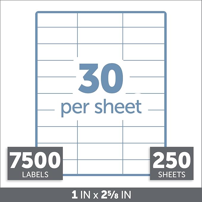 Office Depot White Inkjet/Laser Address Labels, 1in. x 2 5/8in., Box of 7,500, 505 - O004 - 0005 | Laser Inkjet Printer Labels - TrueDesk