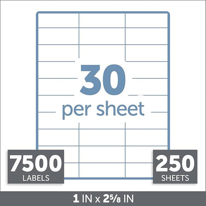 Office Depot White Inkjet/Laser Address Labels, 1in. x 2 5/8in., Box of 7,500, 505 - O004 - 0005 | Laser Inkjet Printer Labels - TrueDesk