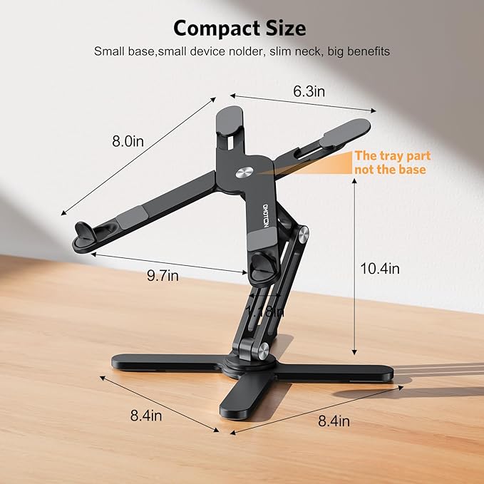 OMOTON 360° Rotating Laptop Stand Riser for Desk, Ergonomic Foldable Computer Stand Adjustable Height Angles for Collaborative Work, Easy Storage Fit Macbooks,All Laptops up to 16 inches, Black | Stands - TrueDesk