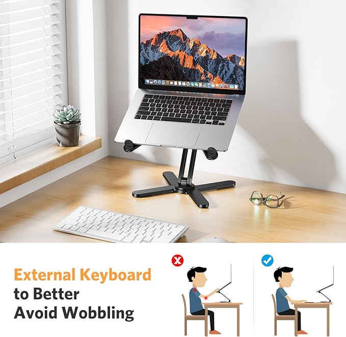 OMOTON 360° Rotating Laptop Stand Riser for Desk, Ergonomic Foldable Computer Stand Adjustable Height Angles for Collaborative Work, Easy Storage Fit Macbooks,All Laptops up to 16 inches, Black | Stands - TrueDesk