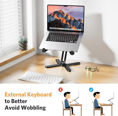 OMOTON 360° Rotating Laptop Stand Riser for Desk, Ergonomic Foldable Computer Stand Adjustable Height Angles for Collaborative Work, Easy Storage Fit Macbooks,All Laptops up to 16 inches, Black | Stands - TrueDesk