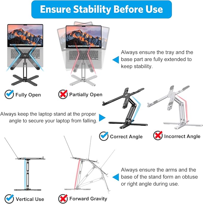 OMOTON 360° Rotating Laptop Stand Riser for Desk, Ergonomic Foldable Computer Stand Adjustable Height Angles for Collaborative Work, Easy Storage Fit Macbooks,All Laptops up to 16 inches, Black | Stands - TrueDesk