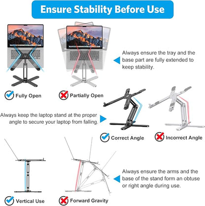 OMOTON 360° Rotating Laptop Stand Riser for Desk, Ergonomic Foldable Computer Stand Adjustable Height Angles for Collaborative Work, Easy Storage Fit Macbooks,All Laptops up to 16 inches, Black | Stands - TrueDesk
