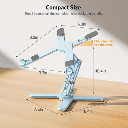OMOTON 360° Rotating Laptop Stand Riser for Desk, Ergonomic Foldable Computer Stand Adjustable Height Angles for Collaborative Work, Easy Storage Fit Macbooks,All Laptops up to 16 inches,Sky Blue | Stands - TrueDesk