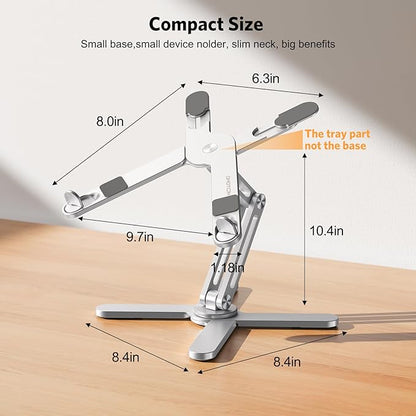 OMOTON LA10 360° Rotating Laptop Stand Riser for Desk, Ergonomic Foldable Computer Stand Adjustable Height Angles for Collaborative Work, Easy Storage Fit Macbooks,All Laptops up to 16 inches, Silver | Stands - TrueDesk