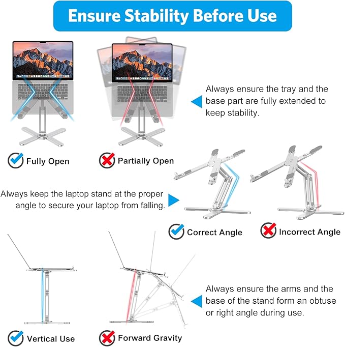 OMOTON LA10 360° Rotating Laptop Stand Riser for Desk, Ergonomic Foldable Computer Stand Adjustable Height Angles for Collaborative Work, Easy Storage Fit Macbooks,All Laptops up to 16 inches, Silver | Stands - TrueDesk
