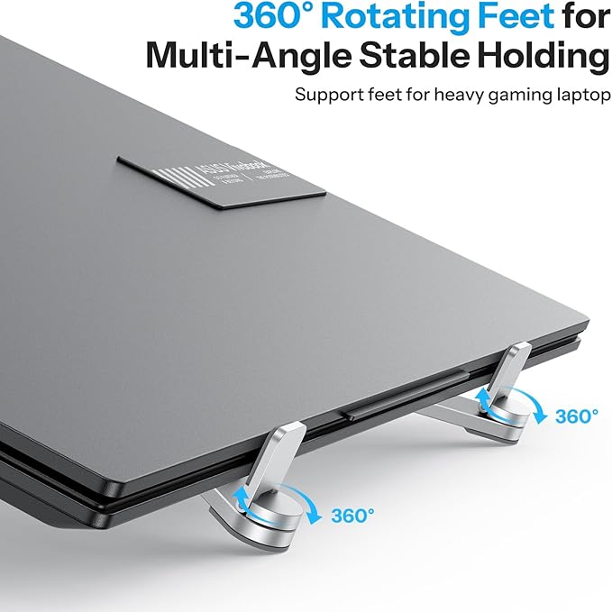 OMOTON LA15 Foldable & Portable Laptop Stand for Desk, [360° Support Feet+Lightweight] Tablet Stand for Desk and Travel, 6 Level Height Ergonomic Aluminum Computer Holder for 10 - 16" Laptops | Stands - TrueDesk