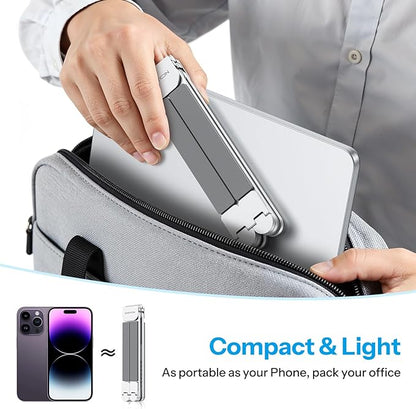 OMOTON LA15 Foldable & Portable Laptop Stand for Desk, [360° Support Feet+Lightweight] Tablet Stand for Desk and Travel, 6 Level Height Ergonomic Aluminum Computer Holder for 10 - 16" Laptops | Stands - TrueDesk