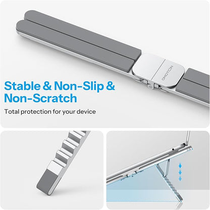 OMOTON LA15 Foldable & Portable Laptop Stand for Desk, [360° Support Feet+Lightweight] Tablet Stand for Desk and Travel, 6 Level Height Ergonomic Aluminum Computer Holder for 10 - 16" Laptops | Stands - TrueDesk