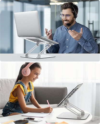 OMOTON Laptop Stand for Desk, Ergonomic Metal Adjustable Laptop Stand, Laptop Holder Riser with Cooling Function, Computer Stand Compatible with MacBook and All Laptops (10 - 17.2 inch), Silver | Stands - TrueDesk