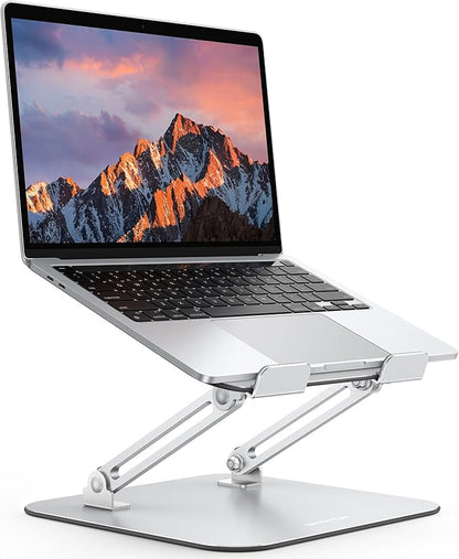 OMOTON Laptop Stand for Desk, Ergonomic Metal Adjustable Laptop Stand, Laptop Holder Riser with Cooling Function, Computer Stand Compatible with MacBook and All Laptops (10 - 17.2 inch), Silver | Stands - TrueDesk