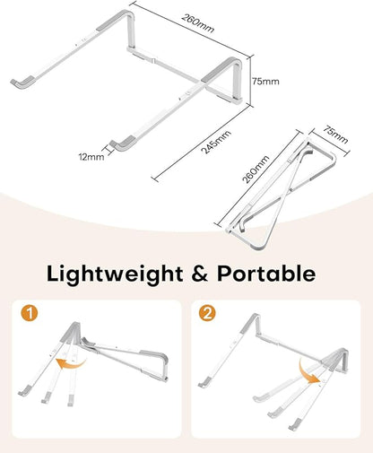 OMOTON Portable Laptop Stand for Desk, Foldable Aluminum Laptop Riser, Ergonomic Computer Stand Compatible with for MacBook Pro/Air, Dell, HP, Lenovo, 10 - 17.3'' (Silver) | Stands - TrueDesk