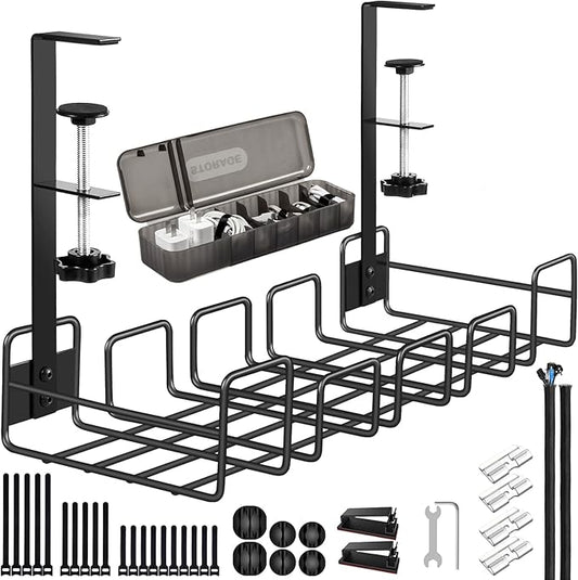 OneLeaf Cable Management Tray, No Drill Wire Management Rack, Office Wire Organizers for Cords, Computer Desk Accessories, Under Desk Organizer with Cable Organization | Cable Raceways - TrueDesk