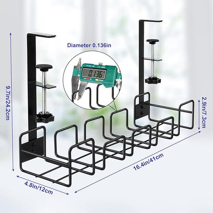OneLeaf Under Desk Cable Management Tray - No Drill Wire Management Rack for Office, Computer Desk Accessories with Cable Organization | Cable Raceways - TrueDesk