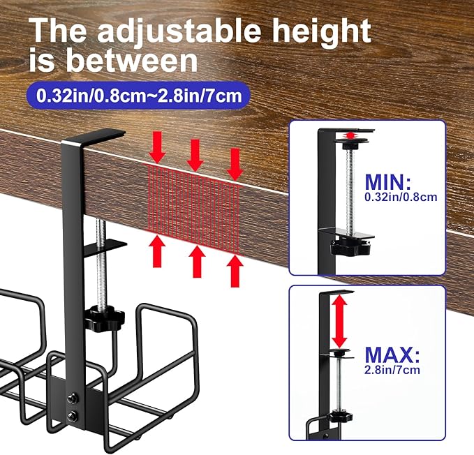 OneLeaf Under Desk Cable Management Tray - No Drill Wire Management Rack for Office, Computer Desk Accessories with Cable Organization | Cable Raceways - TrueDesk