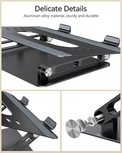 Orlian Foldable Aluminum Laptop Stand for 10 - 17.3" Laptops, Height Adjustable Portable Ergonomic Computer Holder, Space Saving Desk with Heat Dissipation. Compatible with MacBook/Dell/HP etc, Black | Stands - TrueDesk