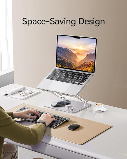 Orlian Foldable Aluminum Laptop Stand for 10 - 17.3" Laptops, Height Adjustable Portable Ergonomic Computer Holder, Space Saving Desk with Heat Dissipation. Compatible with MacBook/Dell/HP etc, Silver | Stands - TrueDesk