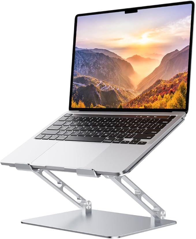 Orlian Foldable Aluminum Laptop Stand for 10 - 17.3" Laptops, Height Adjustable Portable Ergonomic Computer Holder, Space Saving Desk with Heat Dissipation. Compatible with MacBook/Dell/HP etc, Silver | Stands - TrueDesk