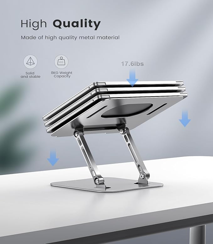 Orlian Laptop Stand Adjustable Computer Stand Sturdy Aluminum Laptop Stand for Desk Foldable Laptop Holder Portable Riser for 11–16 - inch Laptop Notebook Tablet and More, Silver | Stands - TrueDesk