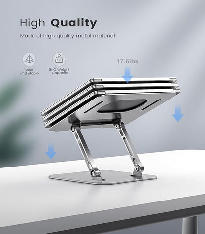 Orlian Laptop Stand Adjustable Computer Stand Sturdy Aluminum Laptop Stand for Desk Foldable Laptop Holder Portable Riser for 11–16 - inch Laptop Notebook Tablet and More, Silver | Stands - TrueDesk