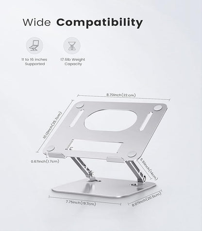 Orlian Laptop Stand Adjustable Computer Stand Sturdy Aluminum Laptop Stand for Desk Foldable Laptop Holder Portable Riser for 11–16 - inch Laptop Notebook Tablet and More, Silver | Stands - TrueDesk
