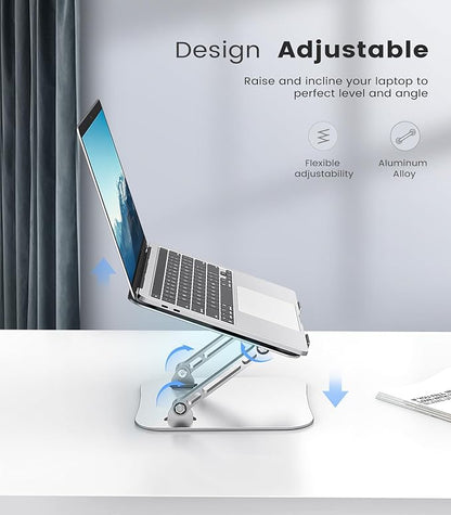 Orlian Laptop Stand Adjustable Computer Stand Sturdy Aluminum Laptop Stand for Desk Foldable Laptop Holder Portable Riser for 11–16 - inch Laptop Notebook Tablet and More, Silver | Stands - TrueDesk
