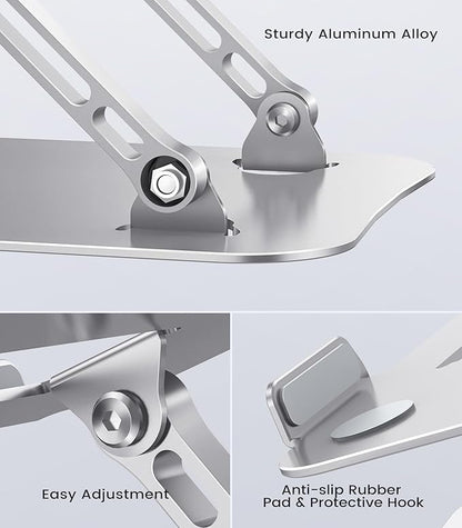 Orlian Laptop Stand Adjustable Computer Stand Sturdy Aluminum Laptop Stand for Desk Foldable Laptop Holder Portable Riser for 11–16 - inch Laptop Notebook Tablet and More, Silver | Stands - TrueDesk